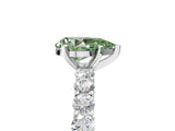 White gold Fancy Green Pear Cut Diamond Solitaire Ring with Shared Prong Pavé Band and Four-Prong Setting_59