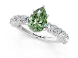 White gold Fancy Green Pear Cut Diamond Solitaire Ring with Shared Prong Pavé Band and Four-Prong Setting_67