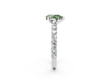 White gold Fancy Green Pear Cut Diamond Solitaire Ring with Shared Prong Pavé Band and Four-Prong Setting_68