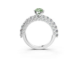 White gold Fancy Green Pear Cut Diamond Solitaire Ring with Shared Prong Pavé Band and Four-Prong Setting_69