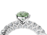 White gold Fancy Green Pear Cut Diamond Solitaire Ring with Shared Prong Pavé Band and Four-Prong Setting_70