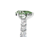 White gold Fancy Green Pear Cut Diamond Solitaire Ring with Shared Prong Pavé Band and Four-Prong Setting_71