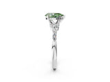 White gold Fancy Green Pear Cut Diamond Solitaire Ring with Side Stones and Four-Prong Setting_76