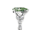 White gold Fancy Green Pear Cut Diamond Solitaire Ring with Side Stones and Four-Prong Setting_79