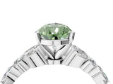 White gold Fancy Green Pear Cut Diamond Solitaire Ring with Side Stones and Four-Prong Setting_81