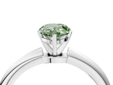 White gold Fancy Green Pear Cut Diamond Solitaire Ring with Six-Prong Setting and Classic Band_312