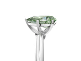 White gold Fancy Green Pear Cut Diamond Solitaire Ring with Six-Prong Setting and Classic Band_312