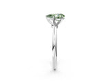 White gold Fancy Green Pear Cut Diamond Solitaire Ring with Six-Prong Setting and Classic Band_314
