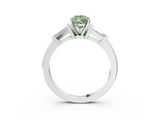 White gold Fancy Green Pear  Cut Diamond Solitaire Ring with Tapered Baguette Accents and Four-Prong Setting_61