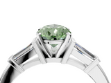 White gold Fancy Green Pear  Cut Diamond Solitaire Ring with Tapered Baguette Accents and Four-Prong Setting_62