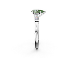 White gold Fancy Green Pear  Cut Diamond Solitaire Ring with Tapered Baguette Accents and Four-Prong Setting_64