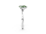White gold Fancy Green Pear Cut Diamond Solitaire Ring with Thin Band and Prong Setting_33