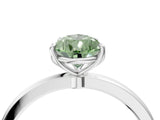 White gold Fancy Green Pear Cut Diamond Solitaire Ring with Thin Band and Prong Setting_35