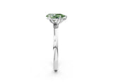 White gold Fancy Green Pear Cut Diamond Solitaire Ring with Thin Band and Prong Setting_57