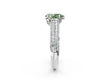 White gold Fancy Green Pear Cut Diamond Solitaire Ring with Three-Row Pavé Band and Four-Prong Setting_51
