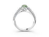 White gold Fancy Green Pear Cut Diamond Solitaire Ring with Three-Row Pavé Band and Four-Prong Setting_52