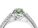 White gold Fancy Green Pear Cut Diamond Solitaire Ring with Three-Row Pavé Band and Four-Prong Setting_53