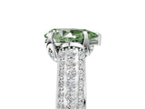 White gold Fancy Green Pear Cut Diamond Solitaire Ring with Three-Row Pavé Band and Four-Prong Setting_54