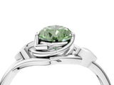White gold Fancy Green Pear Cut Diamond Solitaire Ring with Twist Band and Four-Prong Setting_97