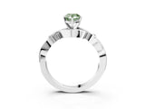 White gold Fancy Green Pear Cut Diamond Solitaire Ring with Twisted Band and Prong Setting_251