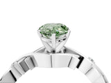 White gold Fancy Green Pear Cut Diamond Solitaire Ring with Twisted Band and Prong Setting_252