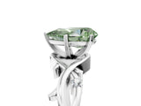 White gold Fancy Green Pear Cut Diamond Solitaire Ring with Twisted Band and Prong Setting_253