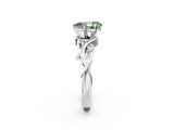 White gold Fancy Green Pear Cut Diamond Solitaire Ring with Twisted Band and Prong Setting_257