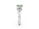 White gold Fancy Green Pear Cut Diamond Solitaire Ring with Twisted Band and Prong Setting_274
