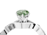 White gold Fancy Green Pear Cut Diamond Solitaire Ring with Twisted Band and Prong Setting_283