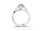 White gold Fancy Green Pear Cut Diamond Split Shank Halo Ring with Four-Prong Setting_81