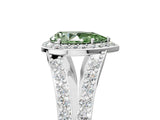 White gold Fancy Green Pear Cut Diamond Split Shank Halo Ring with Four-Prong Setting_83