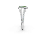 White gold Fancy Green Pear Cut Diamond Split Shank Halo Ring with Four-Prong Setting_86