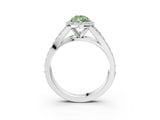 White gold Fancy Green Pear Cut Diamond Split Shank Halo Ring with Four-Prong Setting_87