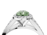White gold Fancy Green Pear Cut Diamond Split Shank Halo Ring with Four-Prong Setting_88