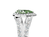White gold Fancy Green Pear Cut Diamond Split Shank Halo Ring with Four-Prong Setting_89