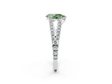 White gold Fancy Green Pear Cut Diamond Split Shank Pavé Engagement Ring with Four-Prong Setting_118