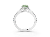 White gold Fancy Green Pear Cut Diamond Split Shank Pavé Engagement Ring with Four-Prong Setting_118