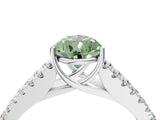 White gold Fancy Green Pear Cut Diamond Split Shank Pavé Engagement Ring with Four-Prong Setting_120