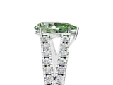 White gold Fancy Green Pear Cut Diamond Split Shank Pavé Engagement Ring with Four-Prong Setting_121