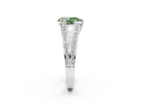 White gold Fancy Green Pear Cut Diamond Split Shank Ring with Pavé Band and Four-Prong Setting_60