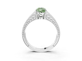 White gold Fancy Green Pear Cut Diamond Split Shank Ring with Pavé Band and Four-Prong Setting_61