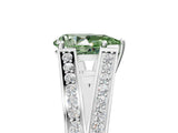 White gold Fancy Green Pear Cut Diamond Split Shank Ring with Pavé Band and Four-Prong Setting_63