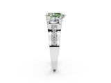 White gold Fancy Green Pear Cut Diamond Three-Stone Ring with Channel Set Band and Four-Prong Setting_63