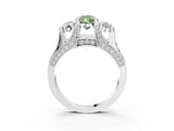 White gold Fancy Green Pear Cut Diamond Three-Stone Ring with Channel Set Band and Four-Prong Setting_64