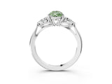 White gold Fancy Green Pear Cut Diamond Three-Stone Ring with Pear  Side Stones and Prong Setting_135