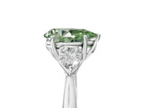 White gold Fancy Green Pear Cut Diamond Three-Stone Ring with Pear  Side Stones and Prong Setting_137