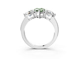 White gold Fancy Green Pear Cut Diamond Three-Stone Ring with Prong Setting and Classic Band_125