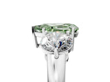 White gold Fancy Green Pear Cut Diamond Three-Stone Ring with Prong Setting and Classic Band_127