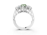 White gold Fancy Green Pear Cut Diamond Three-Stone Ring with Prong Setting and Textured Band_15