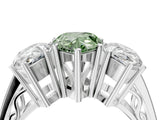 White gold Fancy Green Pear Cut Diamond Three-Stone Ring with Prong Setting and Textured Band_28